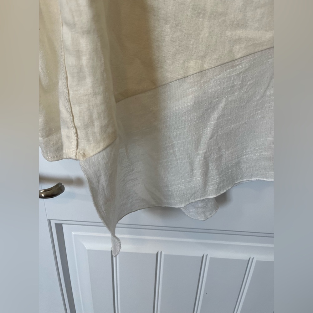 Plus Size MELISSA PAIGE Lagenlook Boho Cream Linen Top Tunic Sz 1X New With Tags - Picture 2 of 10